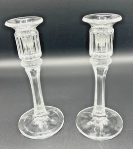 Vintage Gorham Crystal Taper Candle Holders Pair Colonnade Pattern 7" - Picture 1 of 6