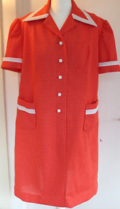 Vintage Damen Kleid 70er Jahre DDR Kragen Knopfleiste orange Punkte