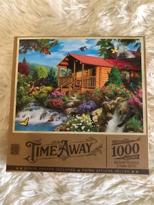 masterpieces time away 1,000 piece jigsaw puzzle cascading cabin NEW IN BOX - Picture 1 of 7