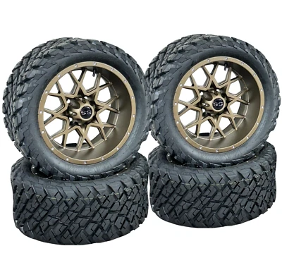 14" Bronze Golf Cart Wheels/ Tires 23x10-14 All Terrain DOT, EZGO/Club Car/YMH - Image 1 of 4