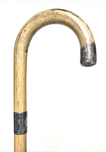 Vintage Antique 19C England Sterling Silver Crook Fancy Walking Stick Cane Old - Picture 1 of 11