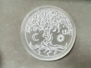 Selenite charging plate, engraved Selenite Disk Purifying | Clearing | Cleansing - Picture 1 of 5