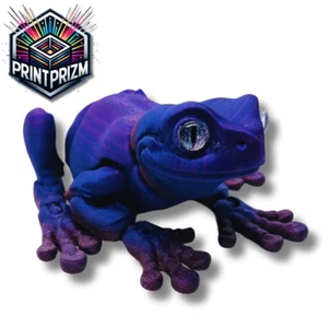 3D Printed Blue Purple Sparkle Articulated Tree Frog Flexible Joints 9in w/eyes - Picture 1 of 8