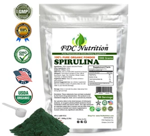 100% Pure Spirulina Powder 1000 g (2.2LB) GMO-Free, Kosher, Non-Irradiated  Pure - Picture 1 of 4
