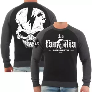 Herren Pullover Sweatshirt ohne Kapuze La Familia Life Death Pain crime fighter - Bild 1 von 19
