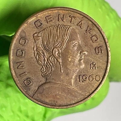 Moneda mexicana de 5 centavos de México 1960, muchas fotos, peso #546 Foto 1 de 4