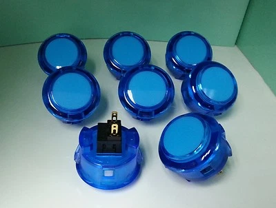 Japan Sanwa Crystal Buttons x 8 pcs OBSC-30-CB Clear Blue Color Video Game Parts - Image 1 of 4