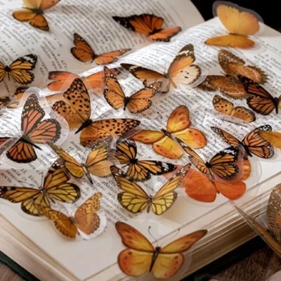 20 feine lebendige Schmetterlingsaufkleber in Gelb - Bild 1 von 4