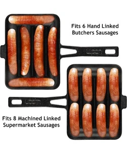 The UPAN Sausage Pan Pre Seasoned Cast Iron Sausage Kitchen Outdoor 6S OPEN BOX - Picture 1 of 12