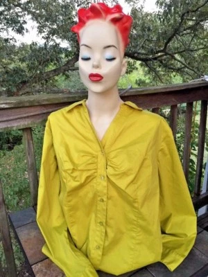 Blusa Camisa Top Mujer LANE BRYANT Chartreuse Verde Dorado Abotonada Talla Grande 20 Foto 1 de 4