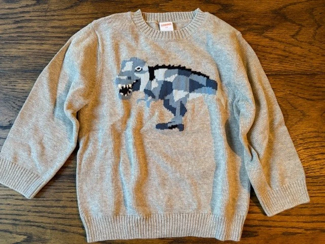 Suéter Gymboree Niños Dinosaurio T-Rex Gris y Azul, Talla 3T Foto 1 de 1
