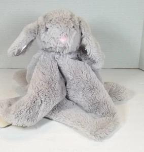 Kelly Toy Bunny Rabbit Lovie Lovey Security Blanket with Rattle Gray Satin Ears - Picture 1 of 8
