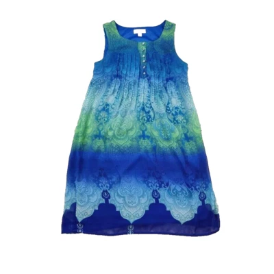 Vestido Suelto Y Fluido Dressbarn - Talla 4 Azul Y Verde Diseño Paisley Forrado Foto 1 de 4