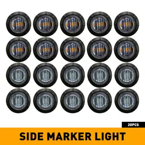 20X 3/4" 12V Marker Lights LED Truck Trailer Round Side Bullet Light Amber Red - Picture 1 of 33