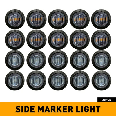 20X 3/4" 12V Marker Lights LED Truck Trailer Round Side Bullet Light Amber Red - Image 1 of 4