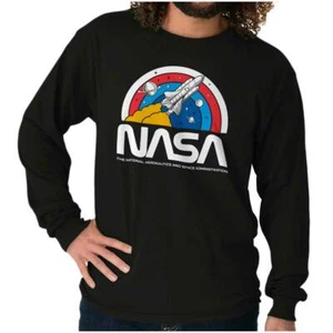 NASA Space Mission Shuttle Retro Rocket Logo Long Sleeve Tshirt for Men or Women - Picture 1 of 11