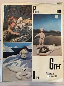 Vogue 1941 Animal Rugs Polar Bear Lion Lepoard Toy UNCUT Safari Purr Burr Grrr - Picture 1 of 3