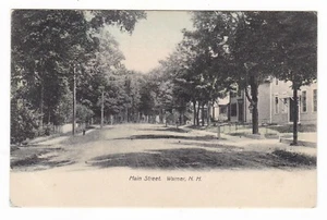 c1910 WARNER NEW HAMPSHIRE MAIN STREET HOMES DIRT ROAD VINTAGE POSTCARD NH OLD ! - Picture 1 of 2