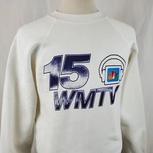 Vintage 80s WMTV NBC 15 Madison WI Sweatshirt Large Double Sided Cotton Blend - Bild 1 von 7