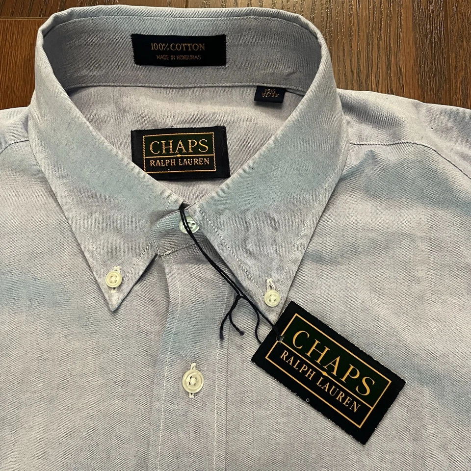 NUEVO CON ETIQUETAS DEADSTOCK Chaps Ralph Lauren 15.5 32/33 Camisa de vestir Oxford de tela con botones Foto 1 de 4