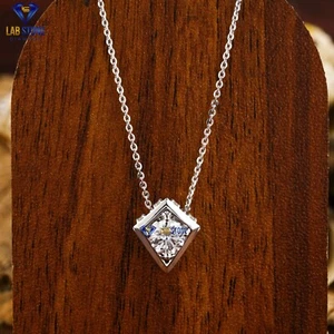 Colgante de diamante cultivado en laboratorio de corte redondo 0,72 TCW con cadena piedra oro blanco 18K - Imagen 1 de 4