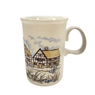 Taza de gres Dunoon escena de pueblo casas cabañas vacas hecha en Escocia 4,25" Foto 1 de 4