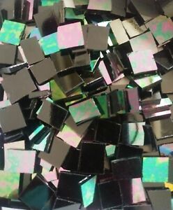 Mosaic Glass: BLACK IRIDIZED 5 oz Stained Glass pack (about 100 Hand Cut Pieces)