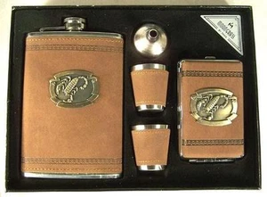 ESTUCHE DE CIGARRILLOS JUEGO DE VIDRIO FRASCO Y TIRO CON ESCORPIÓN bebida juego de regalo nuevo - Imagen 1 de 1