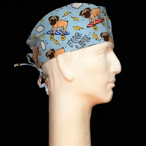 Pugs on Skate Board Theme Scrub Hat - Picture 1 of 1