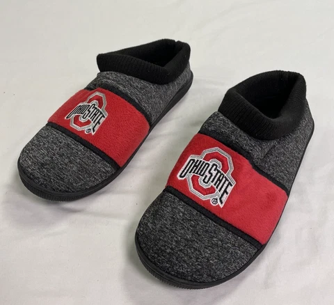 FOCO Ohio State Buckeyes Men's Slippers Size M (9-10) Black/Charcoal/Red VGC Cover