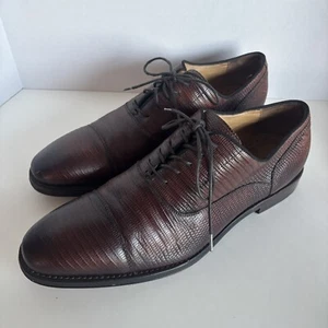 Aldo Dress Shoes Brown Leather Cap Toe Oxford Snake - Men’s Size 12 - Picture 1 of 7