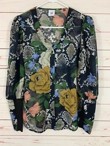 CAbi Schlange Charmer Bluse Blumenmuster 3762 durchsichtig Langarm XS - Bild 1 von 8