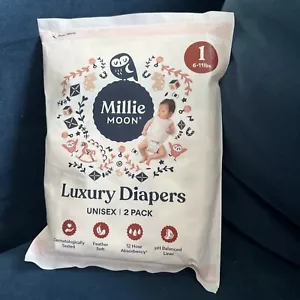 Pañales de lujo Millie Moon unisex talla 1 - paquete de 2 para bebés de 6-11 libras - Imagen 1 de 3