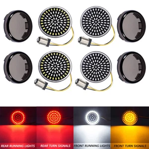 4X LED Front & Rear Turn Signals Light Inserts For Harley Touring Electra Glide - Picture 1 of 12
