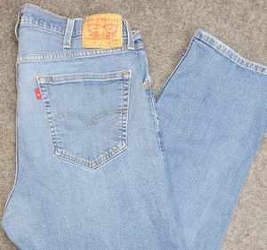 Levis 559 Jeans Mens 38x30 Blue Denim Medium Wash High Rise Straight Leg Red Tab - Picture 1 of 12