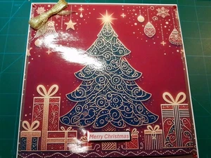 New Handmade Christmas Tree Themed   Christmas Card Size 8" X 8" - Picture 1 of 5