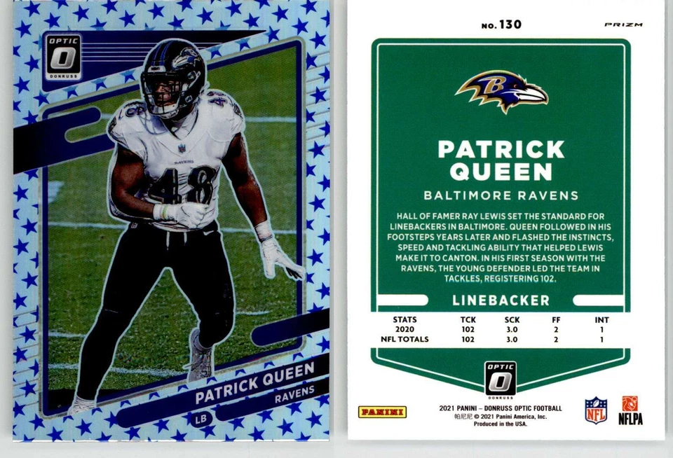 Patrick Queen 2021 Donruss Optic Stars Prizm #130 Ravens Steelers EX - Image 1 of 1