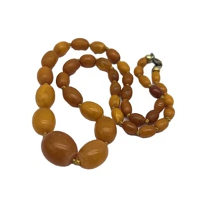 XL Art Deco Bernsteinkette OLIVEN Kette 17,4g Natur Bernstein Amber Butterscotch - Bild 1 von 13