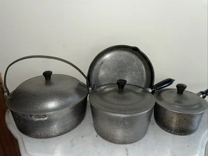 Vintage Club Aluminum Hammered Cookware Set, 1 1/2, 3, Qt Pans & Lids - Picture 1 of 19