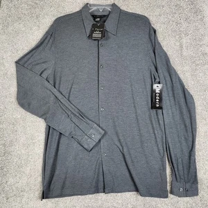 J. Ferrar Shirt Mens Medium Long Sleeve Gray Polo Button Up Knit Modern - Picture 1 of 6