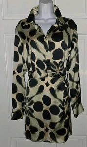 ZARA Mini-Hemdblusenkleid dunkelblau grün Blumen Seidenoptik XL neu ohne Etikett - Bild 1 von 8
