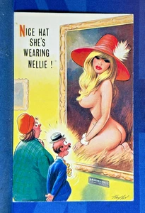 Postal de cómic de Saucy Bamforth 1968 desnuda Big Boobs Galería Imagen SOMBRERO Nº 2409 - Imagen 1 de 2