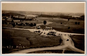 c1930 RPPC Bundy Hill Michigan MI Gas Station Aerial Windmill Accents Unposted - Picture 1 of 2