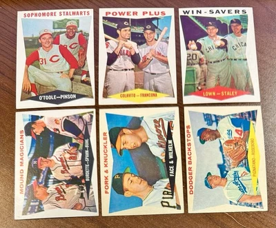 (Lot of 5) 1960 Topps Baseball Cards — Pinson, Colavito, Spahn, Wilhelm - Image 1 of 2