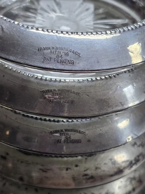 Lote de 9 platos ceniceros antiguos Frank Whiting de plata esterlina champán Foto 1 de 4