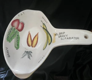 Separador de salsa vintage años 70 sin goteo - cerámica - magro / grasa - diseño de verduras - Imagen 1 de 9