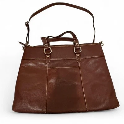 Bolso de hombro vintage de cuero marrón oscuro fósil de la década de 2000 Foto 1 de 4