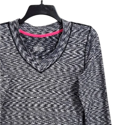 Top Cuddl Duds Flex Fit para mujer M negro blanco cuello en V manga larga orificios para los pulgares aberturas Foto 1 de 4