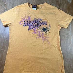 Harley Davidson Lincoln Nebraska Women’s T Shirt Large Crew Neck Orange SOFT - Picture 1 of 6