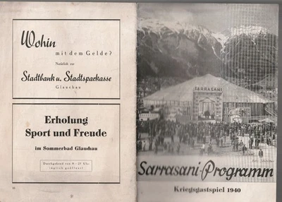 Zirkus Programm Sarrasani Programm Kriegsgastspiel 1940 Glauchau original - Bild 1 von 4